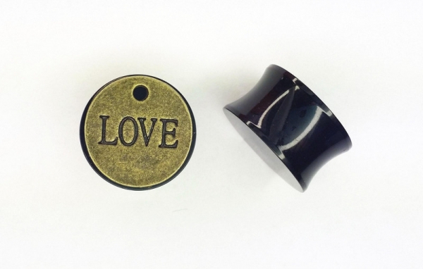 Metall Plugs 16mm Paar 1,6cm Tunnel Plug Love leaf
